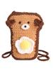 Handcrafted Cartoon Woolen Breadshaped Crossbody Bag For Casual Daily Use