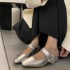 Fashion Women Design Silver  Jane Half Slippers Pointed Toe Sandals 2025 New Flip Flops Summer Casual Dress Mules