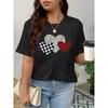 Womens Three Hearts Printed Casual T Shirt