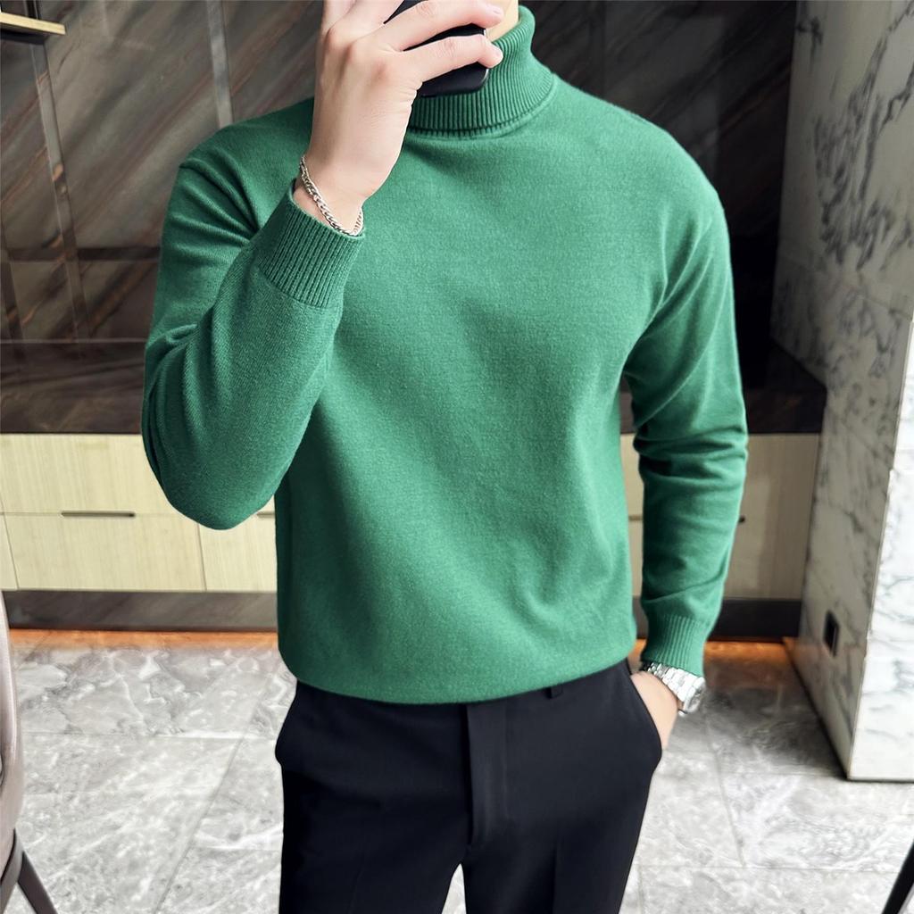 Men's High-Quality High-Neck Foldable Sweater - Autumn/Winter Basic Plain Knit