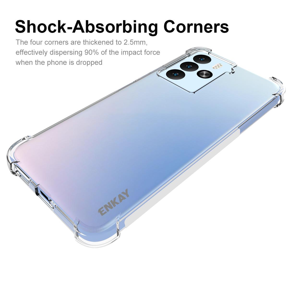 

ENKAY HAT PRINCE For HTC U23 Pro 5G Shockproof Corner Phone Case Anti-slip Strip Edge TPU Clear Phone Cover A