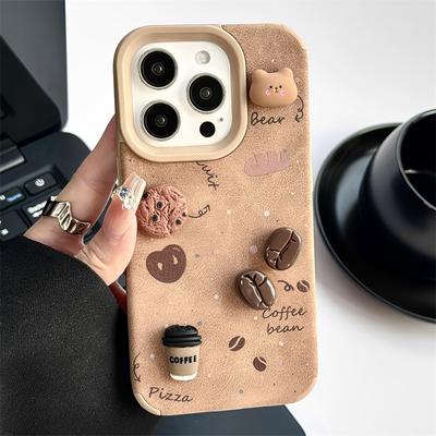Orso Biscotto Tridimensionale Marrone Adatto per Iphone14/15promax Apple 16 Custodia per Cellulare Nicchia 12/13p
