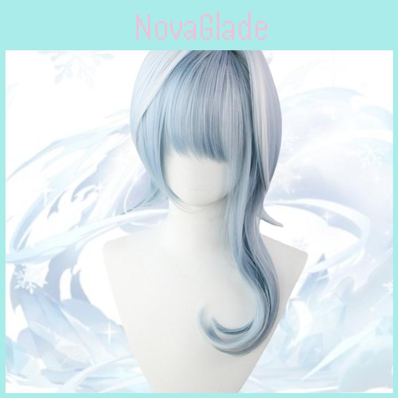 Cosplay Wig With Blue White Gradient Hightemperature Silk For Anime Costume Party