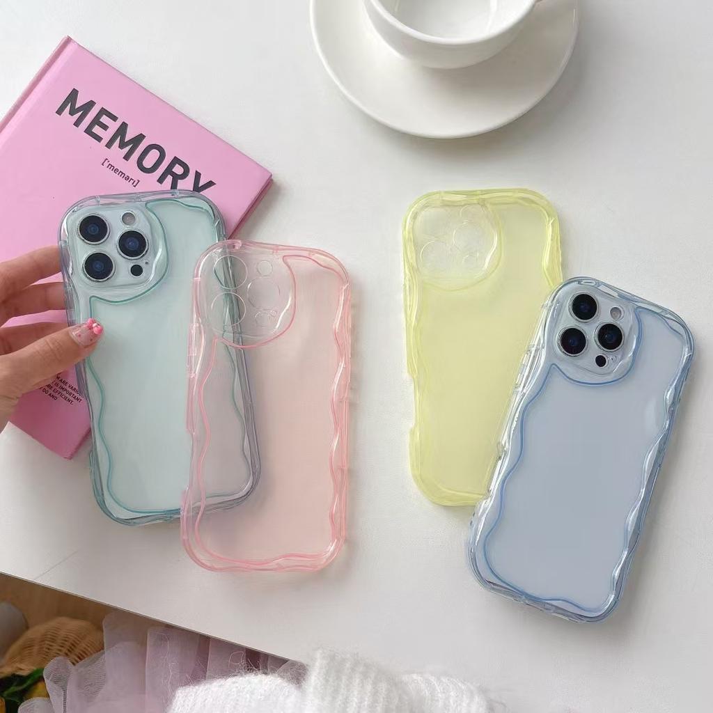 Wave Cream Shell Is Suitable for Apple 15/16 Pro Mobile Phone Case, Transparent iPhone13/14 Photo Frame DIY Material Soft.