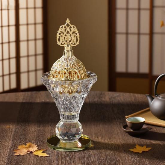 Arabic Incense Burner Glass Desktop Incense Holder with Lid Hollow