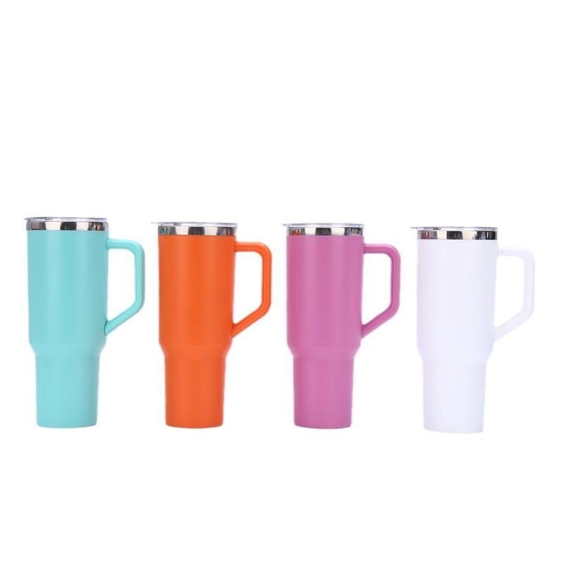 40oz Stainless Steel Insulated Tumbler With Handle Straw Lid Large Capacity Travel Cup Car Office Gym