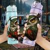 1PC Wise Forest Owl Pattern 750ml Color Plastic Sports Water Bottle Leakproof Flip Straw Lid Suitable for Sports Office Home Use