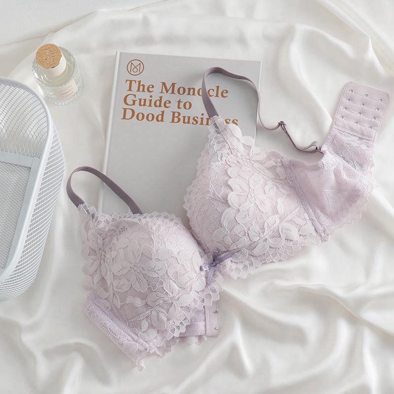 Lace Lingerie Set: Push-up, Wire-Free, Adjustable Support Bra for Small Busts.