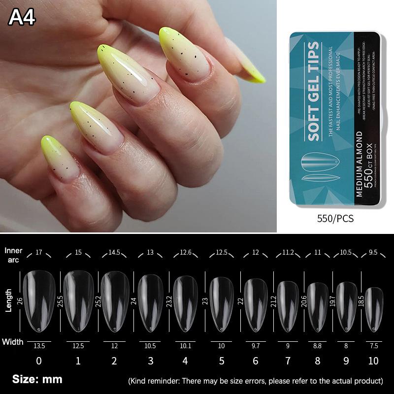 440/550Pcs Clear Acrylic Long Fake Nails Capsules Almond French Coffin Full Half Cover False Nails Artificial Nail Soft Gel Tips