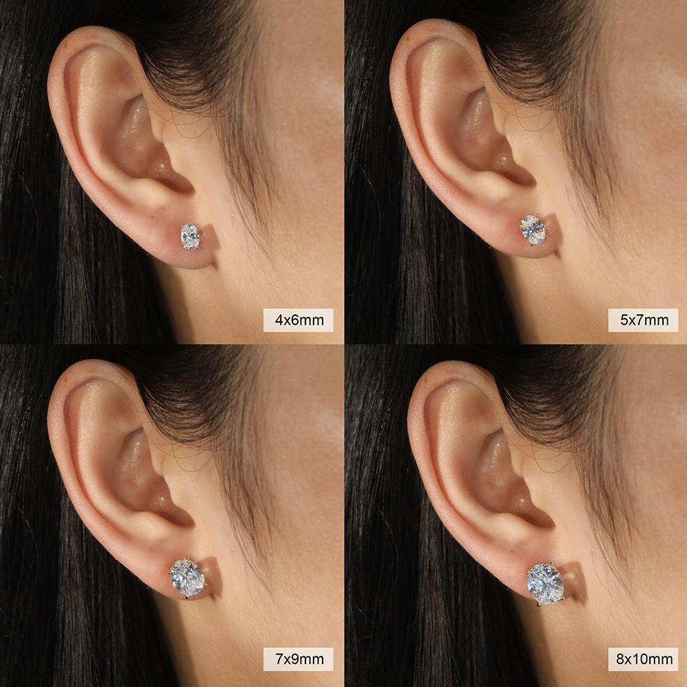 Women Stud Earrings 0.5-3ct Oval Moissanite with Passed Diamond Test S925 Silve Sparkling Jewelry Gift