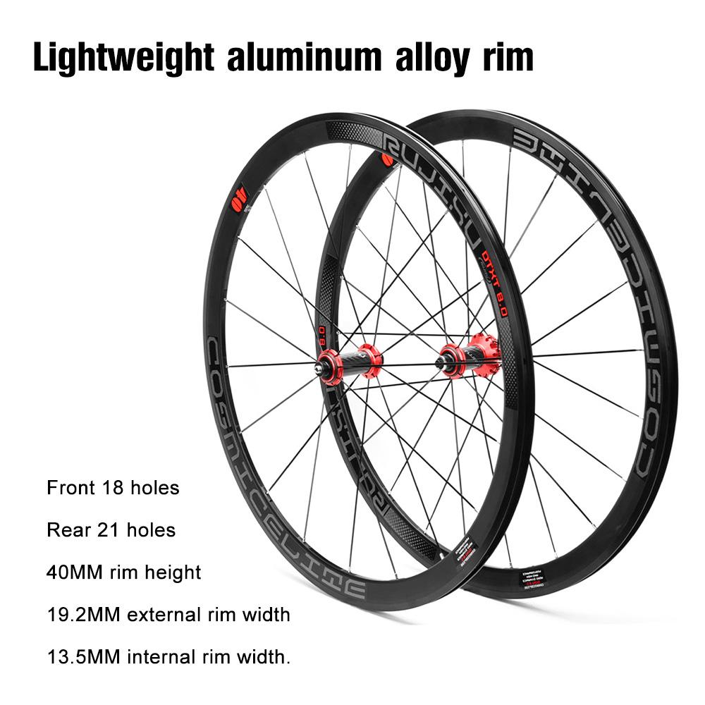 Road Bike Wheelset 700C Carbon Fiber Ultra-Light 120 Decibel 40mm/1.57in Reflective Strip V/C Brake