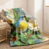 Floral Bird Throw Blanket Soft Flannel AllSeason Couch with Bluebird & Floral Design In Blue Green White Red Cozy Living Room Room