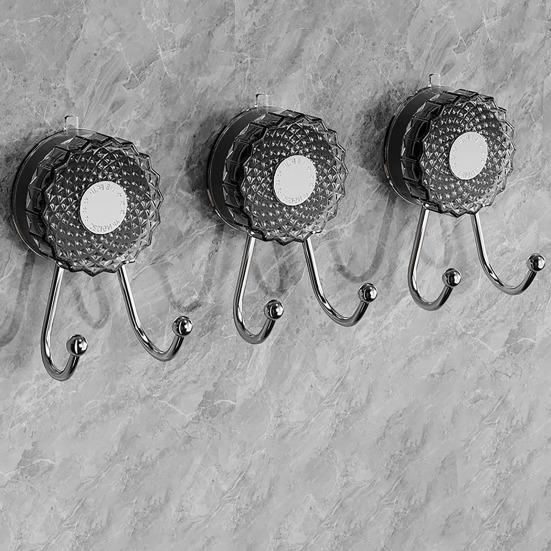 2Pcs Double Hook Wall Hooks No Punching Towel Hook Suction Cup Strong Load Bearing Hanger Waterproof Rustproof Adjustable Hanging Hook for Bathroom