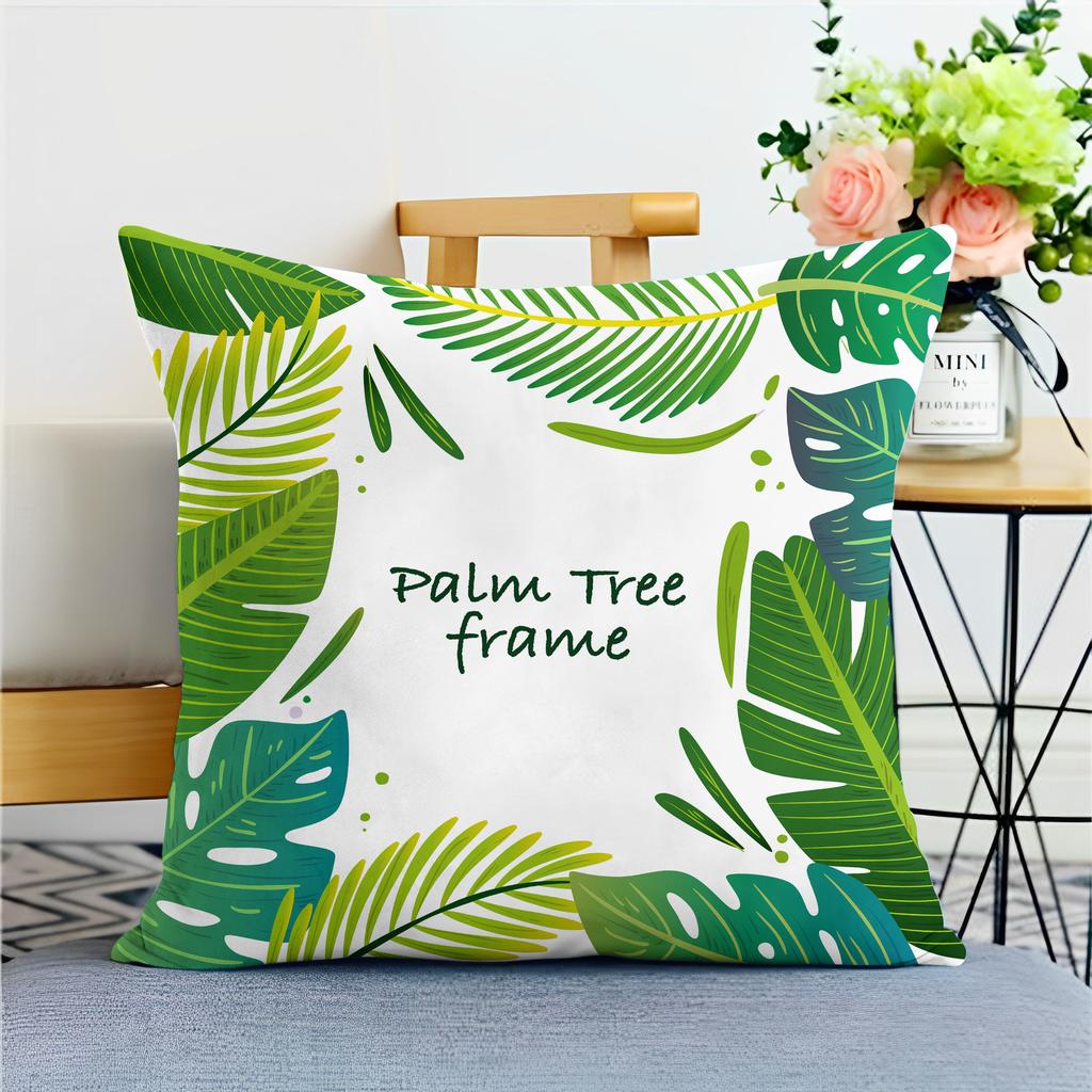 Fashion Tropical Green Plant Pillowcases Natural Style Decorative Pillowcases For Office Bedroom And Sofa