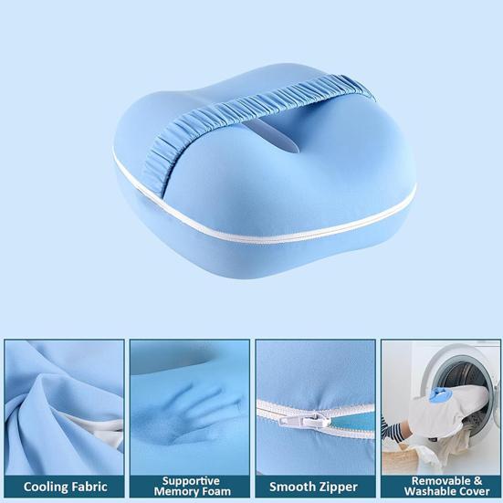 Knee Pillow for Side Sleepers Memory Foam Leg Pillow with Strap Spine Alignment Pregnancy Leg Pillow for Hip Back Sciatica Pain Relief