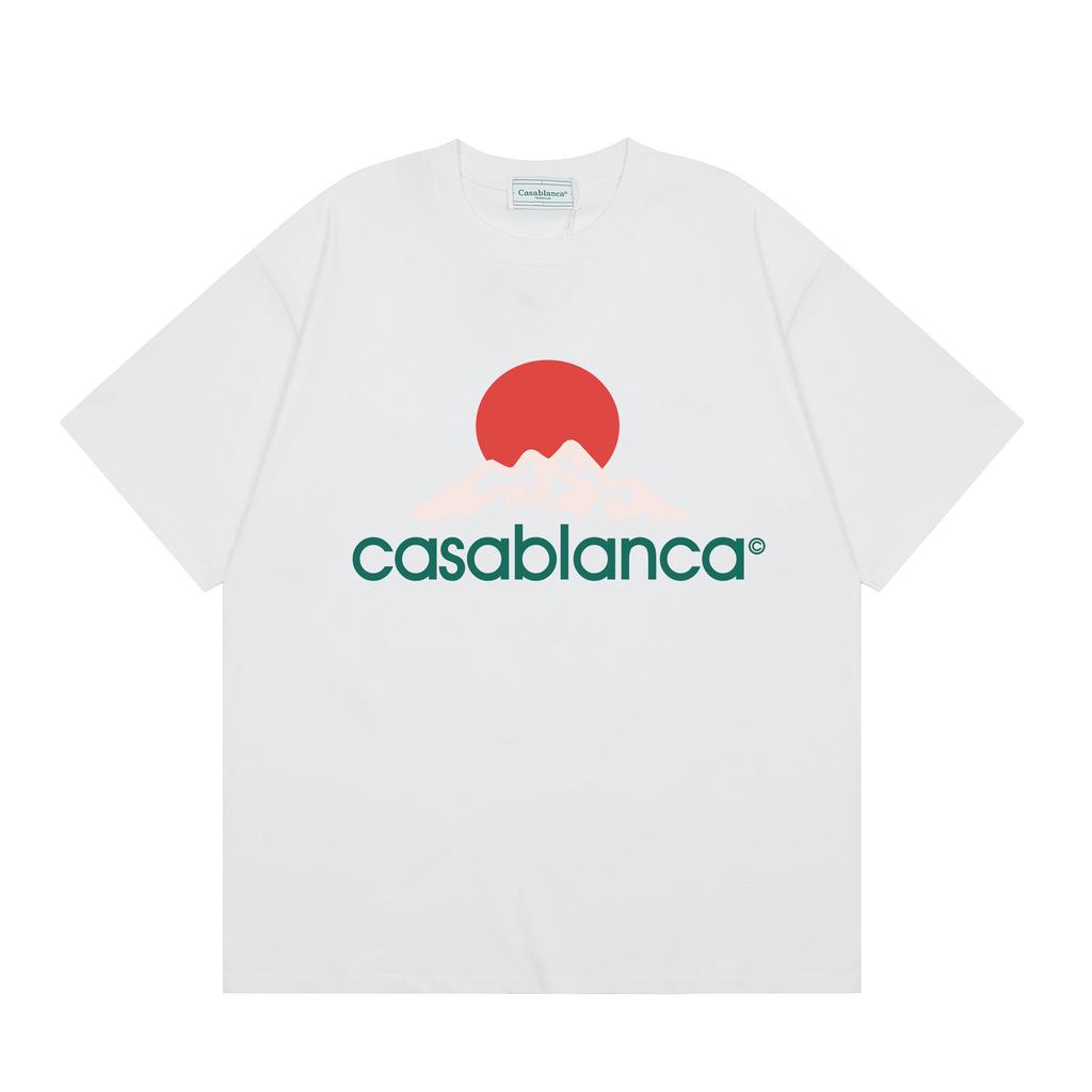 Grenzüberschreitend auf Lager exklusiv Casablanca Doppelgaze reine Baumwolle Unisex T-Shirt Hip-Hop lässig Kurzarm locker Rundhals