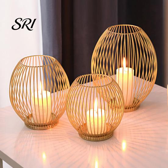 Medium Size Candle Holder Metal Wire Cage Pillar Vintage Hollow Out Combined Holders Set Tea Light for Fireplace Mantel Table Centerpiece Style