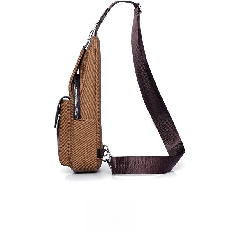 New Multi-Functional Men's Chest Bag PU Leather Crossbody Bag, Large Capacity Shoulder Bag,for Phone, Power Bank & Keys