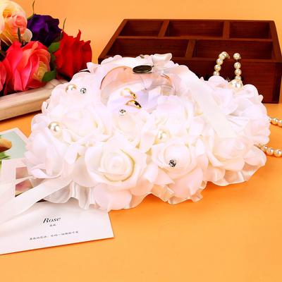 Romantic   Wedding Favors Heart Pearl   Box Pillow Cushion White 19x18.5cm