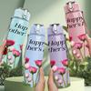 1PC Happy Mothers Day Red Rose Print 750ml Color Plastic Sports Water Bottle Leakproof Flip Straw Lid Suitable for Sports Office Home Use