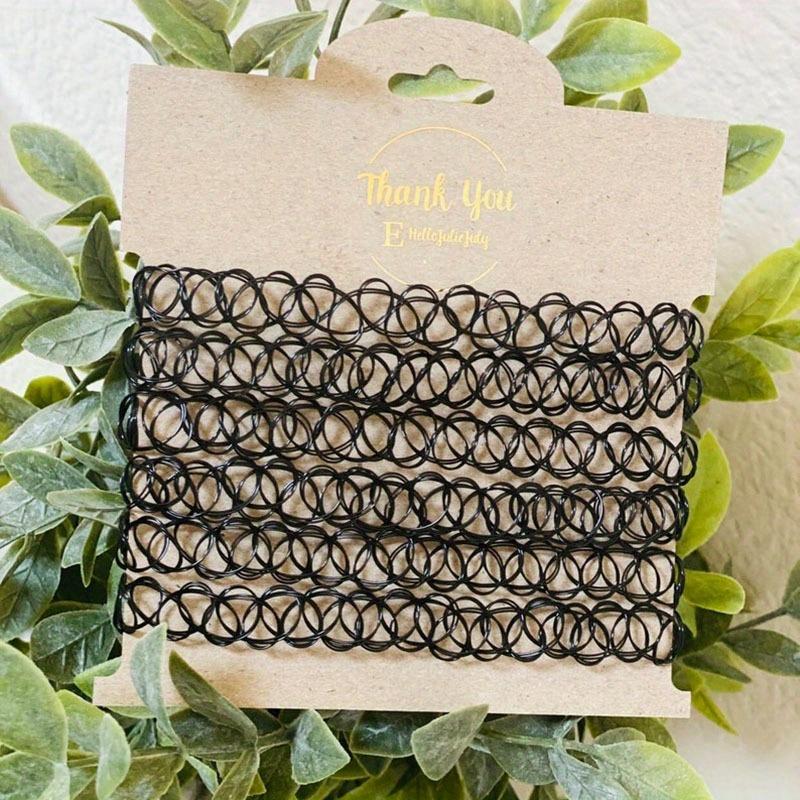 Stretchy Black Choker Pack Retro Tattoo-Style Chokers with Heart & Star Charms, Adjustable Elastic Chain