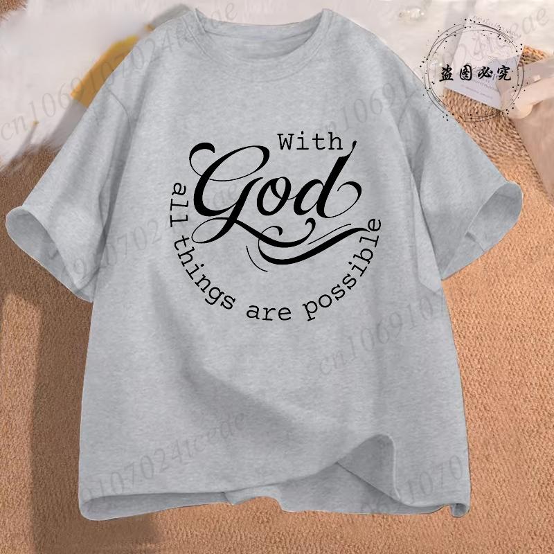 Unisex Casual Summer TShirts Cross God Is Good All The Time Graphic Printed Short Sleeve TShirt Christian Jesus Quote Tees Tops
