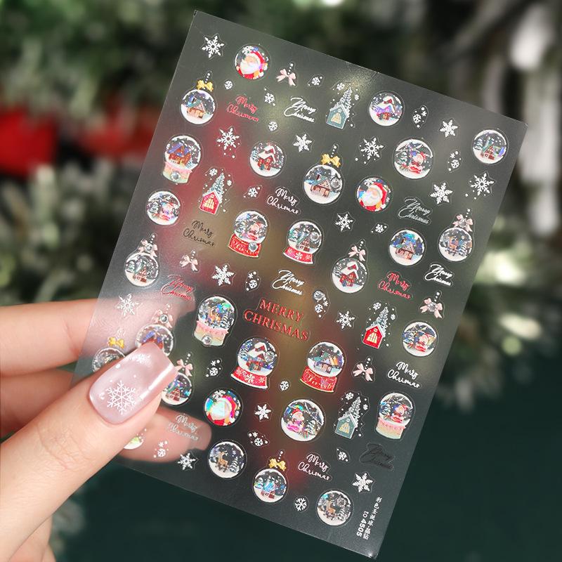 2024 Crystal Diamond Snowflake Nail Stickers - Christmas Tree & Snowman Designs