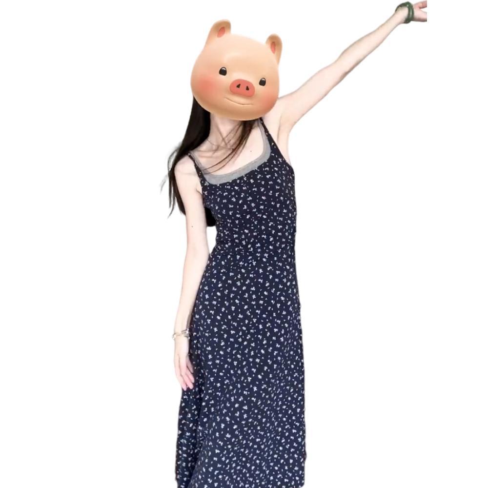 Fake two-piece floral suspender dress, children's summer temperament is beautiful, small waist dress