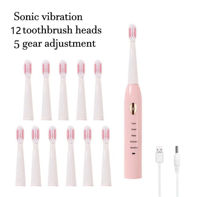 Electric Toothbrush For Rechargeable Tooth Brushes Washable Electronic Whitening Teeth Brush Timer Brush Whit Replace Clean Head