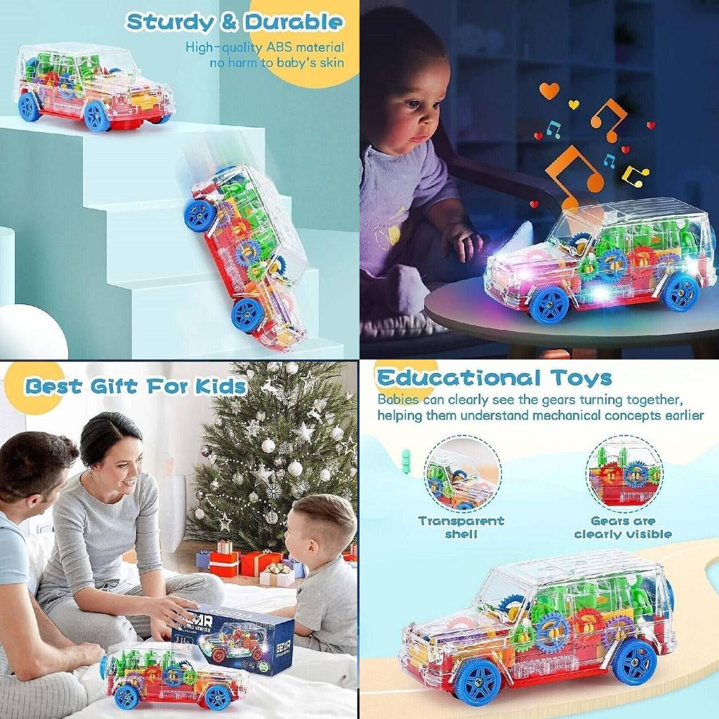 Transparent Gear Big G Electric Toy Car With Light And Music For Kids Emotional Development