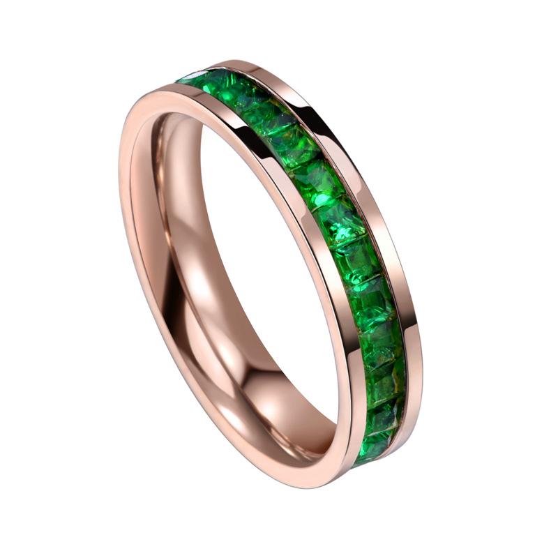 Zirconia Starry Sky Square Diamond Titanium Steel Women's Ring