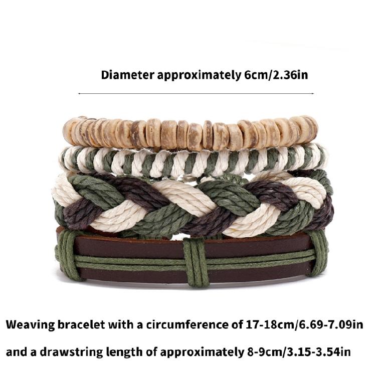 Stylish Multi Layer Bracelet with Bohemian Beads Hand Woven PU Leather Wristband Party Wear Jewelry Commemorative Gift