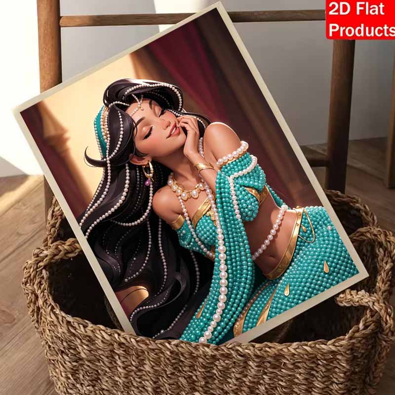 Disney Princess Jasmine Diamond Art Painting Kit Home Wall Decor Handmade Gift 5D DIY Rhinestone Craft Set Beads Elegant Portrait