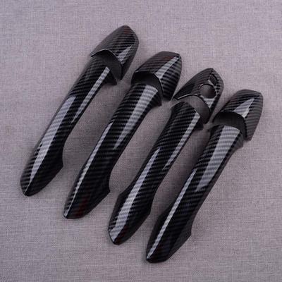 Black Car Exterior Door Handle Cover Trim Cap Set Carbon Fiber Texture LHD Fit for Mercedes Benz W246 W204 W212 X204 W166
