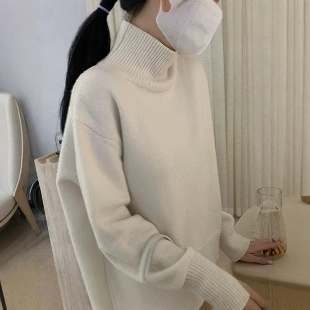 Women's Knitted Sweater: Autumn/Winter Hong Kong Style, Lazy Fit, Slimming, Thick, Versatile as Outer or Inner Wear