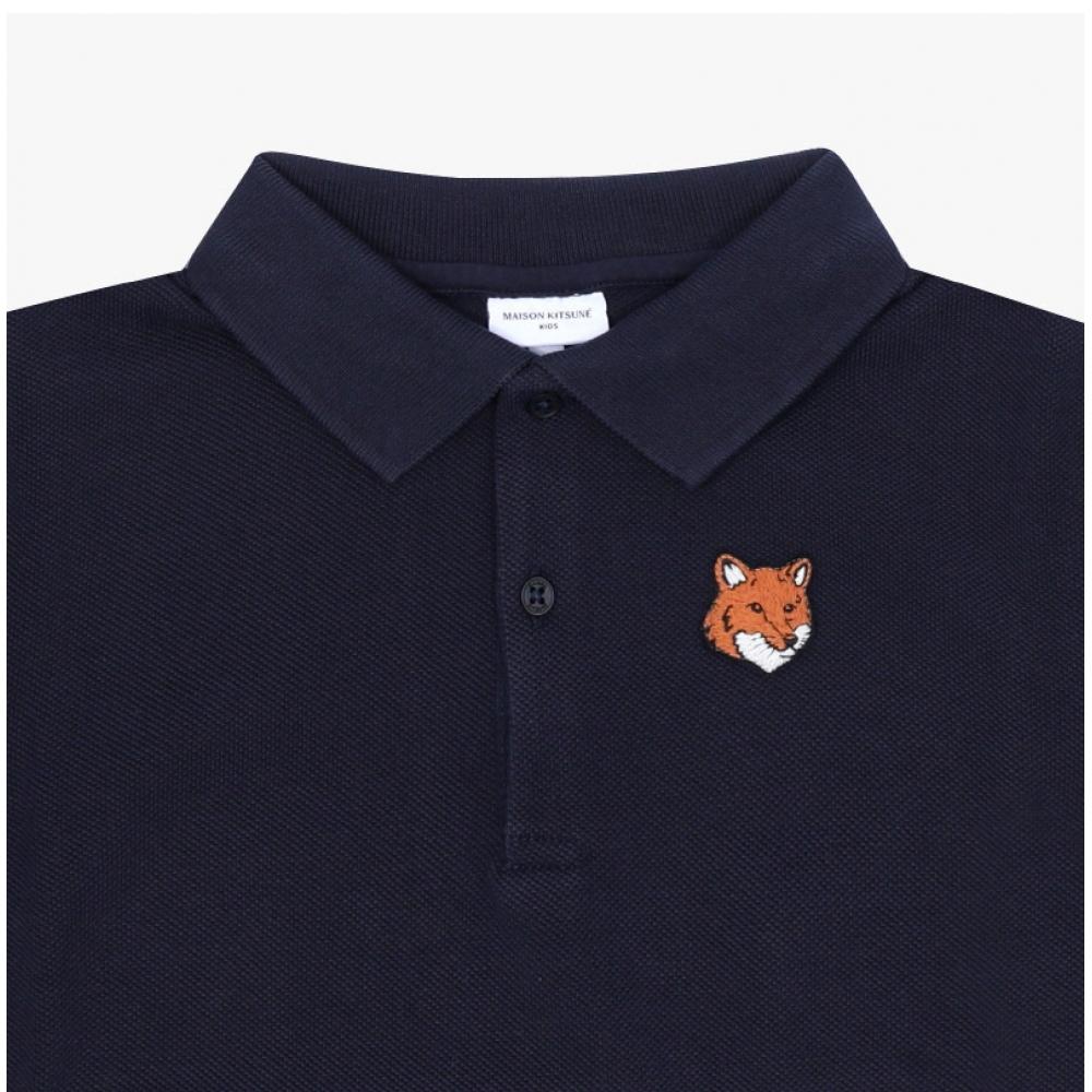 Maison KiTune Kids Fox Head PaTch Polo ShorT Sleeve T shirT 0413 Mqujl00kp0003