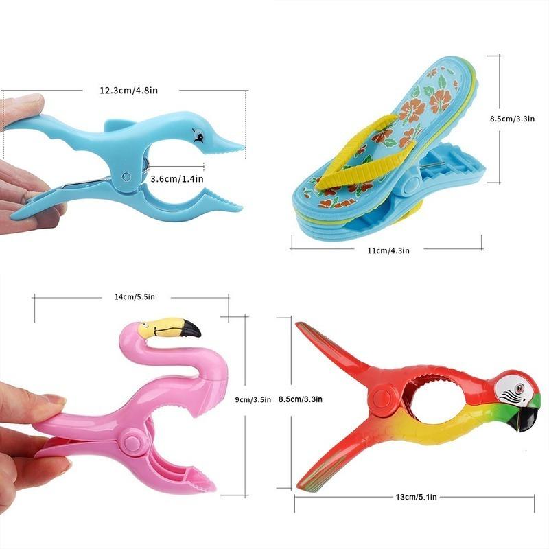 Cute Animal Beach Towels Clips for Sunbeds Large Size Plastic Sun Lounger Quilt Retaining Clip Clothes Pegs Pins Drying Racks