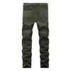 Motorcycle Cargo Pants Pleats Multi Pockets Solid Color Slim Fit Streetwear Hip