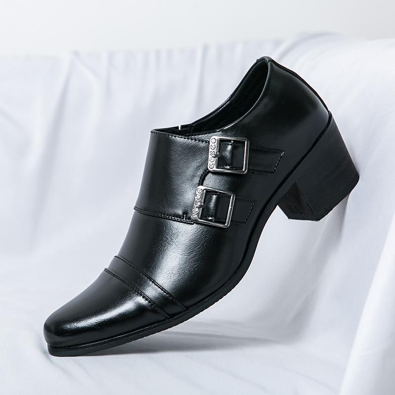 

Brand Men Double Buckle Casual Leather Shoes Men s Casual Business Formal Shoes Fashionable High-heeled Versatile Wedding Shoes 46