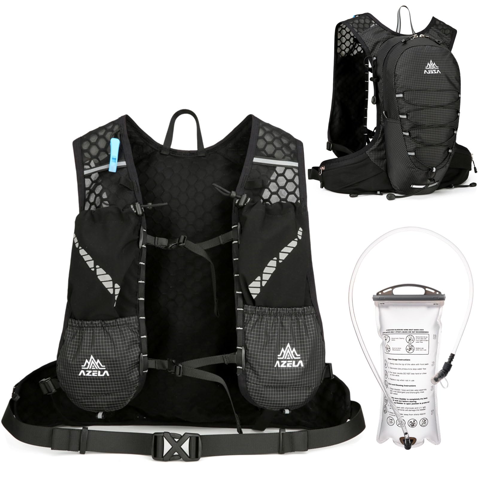 

Azarxis Running Bag Hydration Bag (#06 Black-2L (White), 18L)