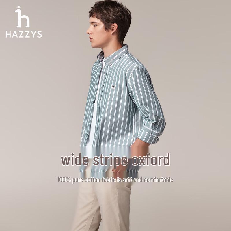 HAZZYS Men's Striped Cotton Business Casual Long-Sleeve Shirt
