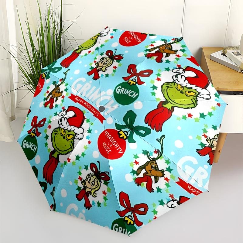 Weihnachten Jack & Der Grinch Druck Automatischer Regenschirm, 8 Rippen Eisenrahmen, Kunststoffgriff, Geeignet für Reisen im Freien & Täglich, Ideales Geschenk