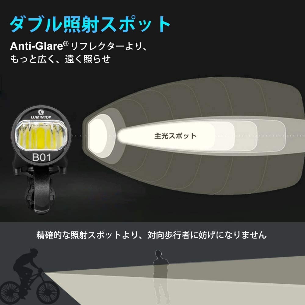 LUMINTOP Waterproof Rechargeable LED Bicycle Headlight for and Nighttime 5000mAh 5V2A Replaceable Maximum Brightness of 900 144 Hours of Battery