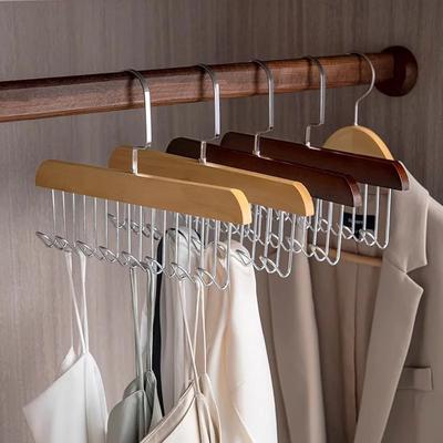 8 Haken Holz Gürtel Aufbewahrung Kleiderbügel Rutschfest Krawatte Hut Schlinge Organizer Kleiderschrank Zuhause Platzsparend Wellenförmige Schrank Haken aus Massivholz