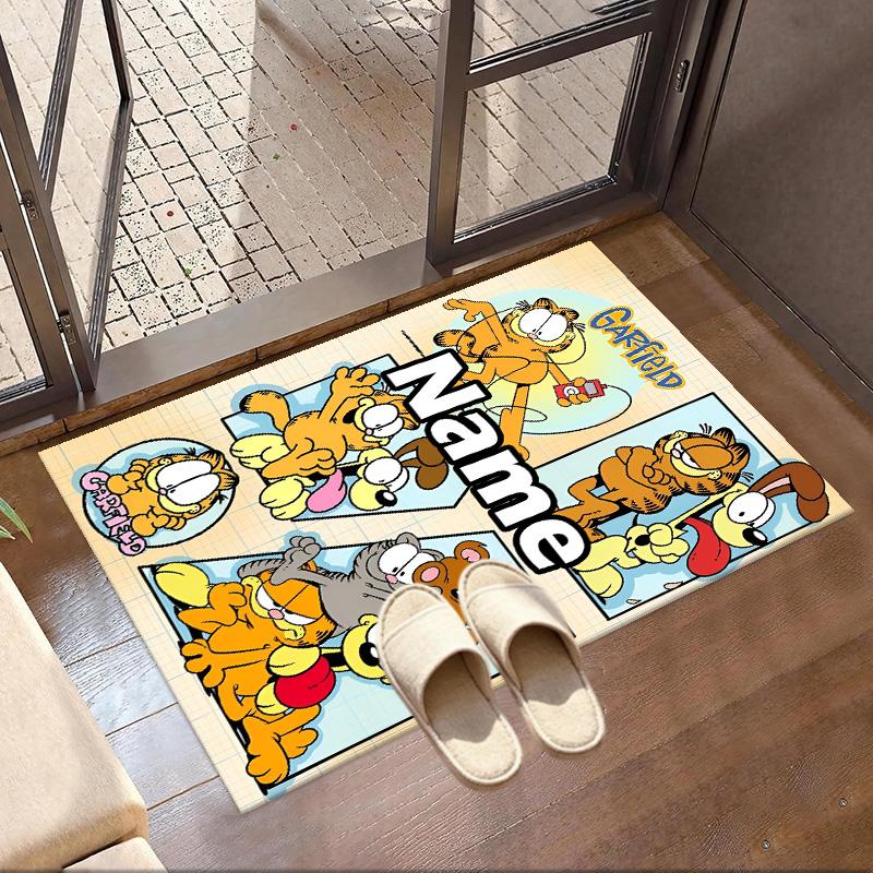 Custom Name Personalized Garfield Print Carpet, Versatile Home Decor Rug, for Playroom, Apartment, Balcony, Entryway, Hallway Gift