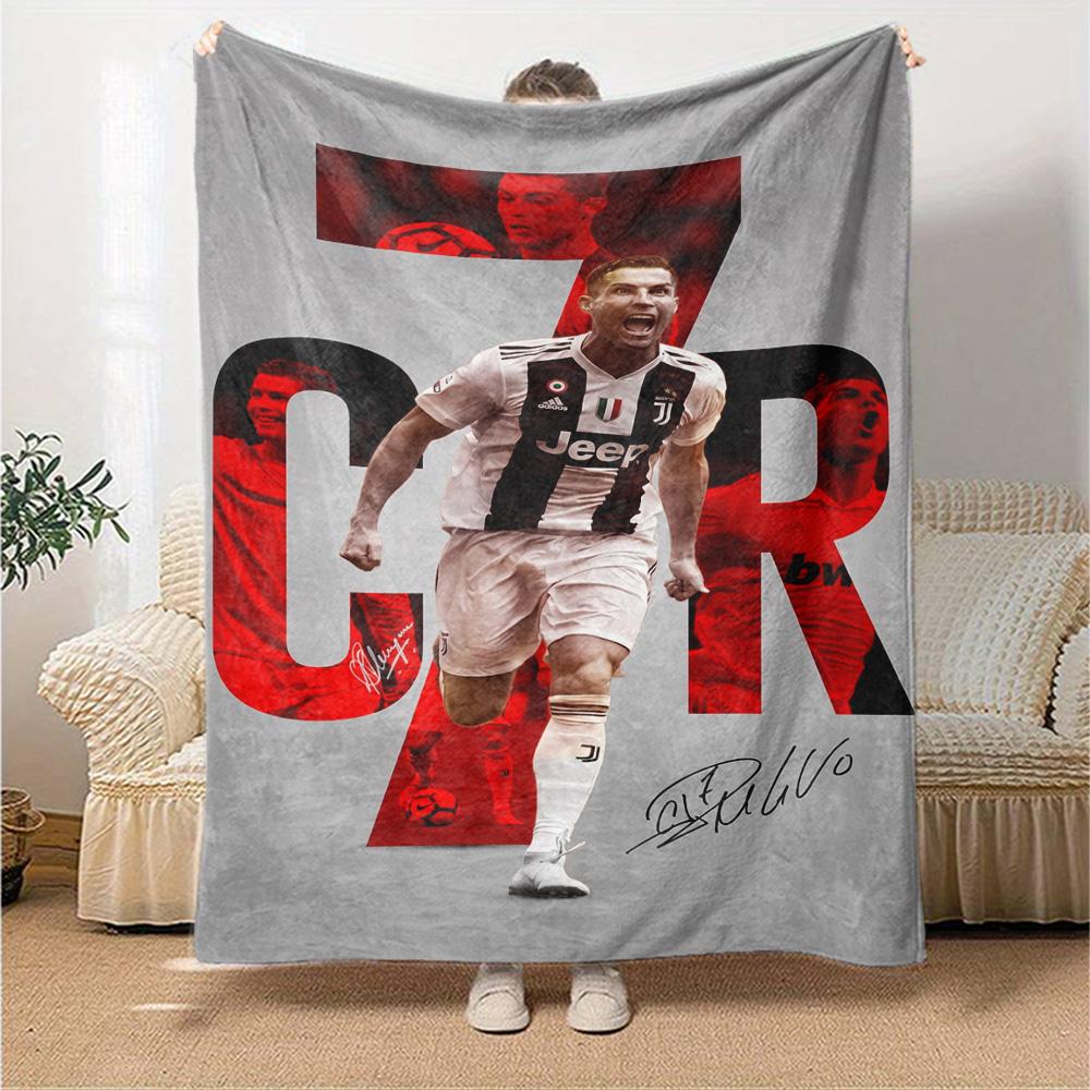 Dynamic Soccer Legend Blanket Soft Warm Cozy Suitable for Livingroom Seaside Bed All-Season Use Digital Print