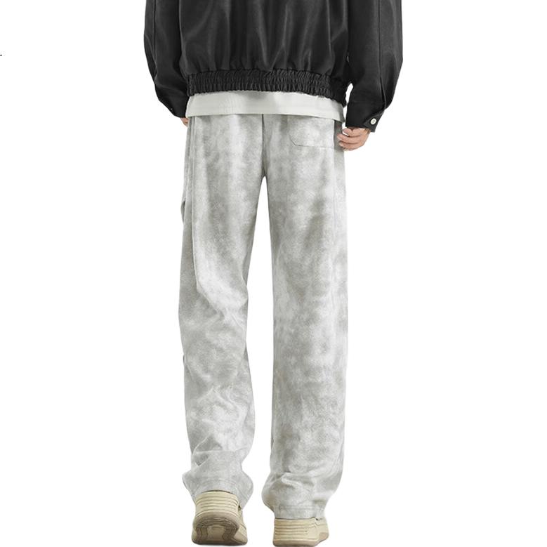 NASA GISS Official Trendy Casual Pants for Men, American High Street Straight-Leg Dirt Pants, Loose Wide-Leg Trousers for Men, Gray, 3XL