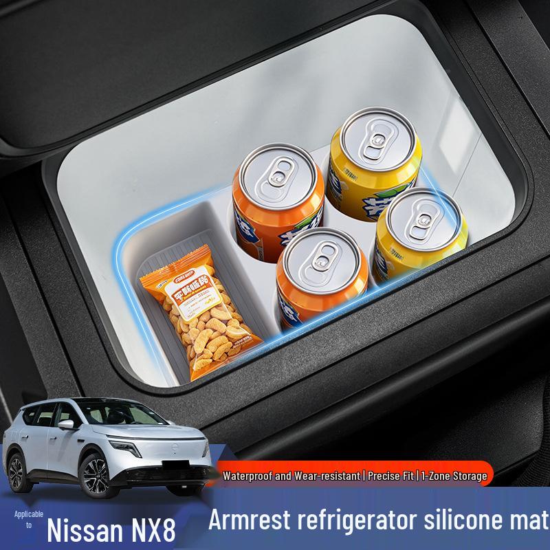 Nissan NX8 Armrest Box Refrigerator Silicone Pad, Food Grade, Waterproof, Dustproof Console Storage