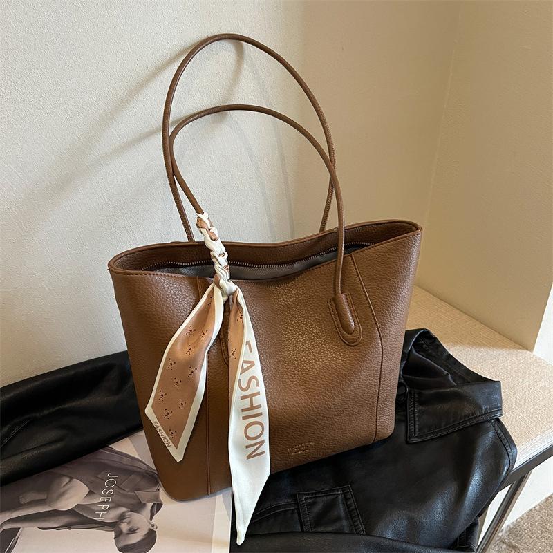 

Сумка-ведро кроссбоди с узором личи, осенне-зимняя, высококлассная, женская, универсальная, текстурная, большой вместимости, на плечо, для работы и поездок коричневый