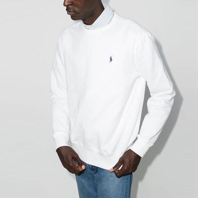 Polo Ralph Lauren Solid Color Logo Embroidered Pullover Long Sleeve Sweatshirt Men sweatshirt White 710766772-009